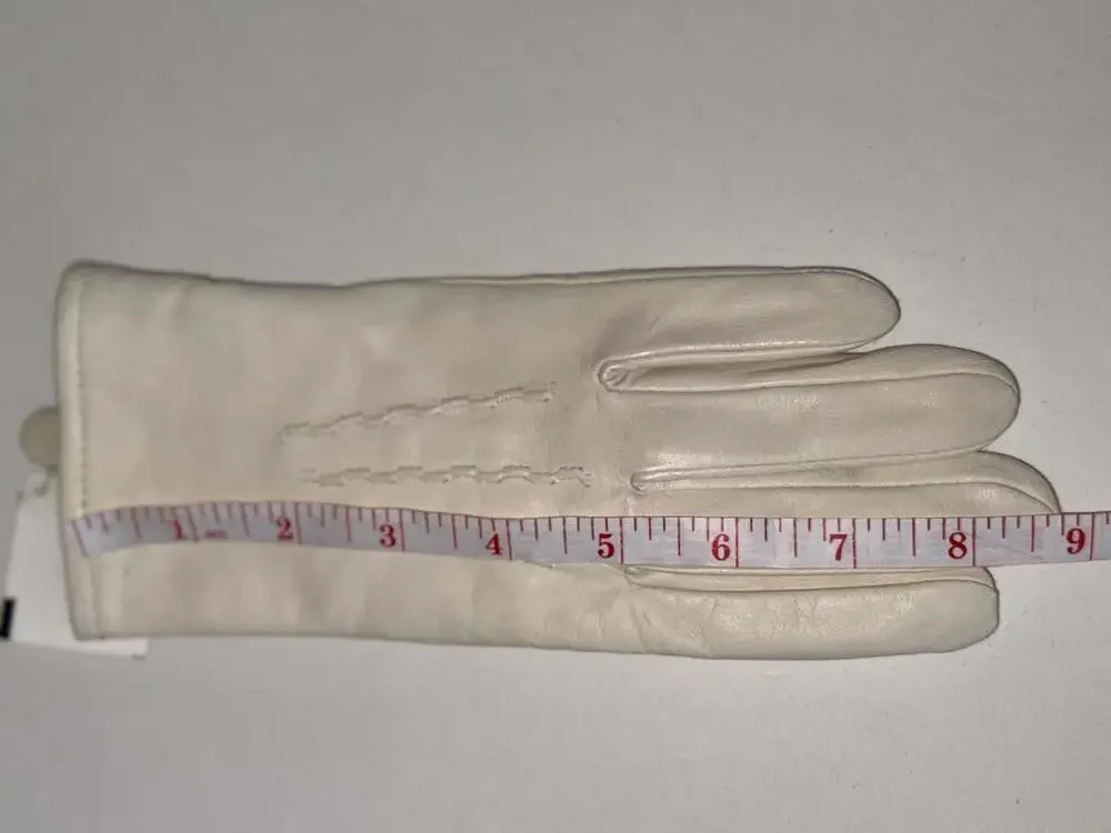 Women's Size 7 White Sheep Nappa Leather Gloves